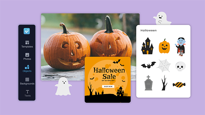 Halloween images, background, poster, flyer design ideas｜cute sales and cover photo templates
